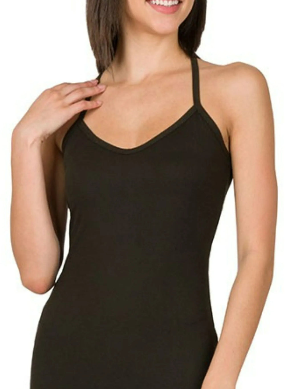Zenana Brushed Dty Thin Strap Racerback V-Neck Maxi Dress by Selvanelle