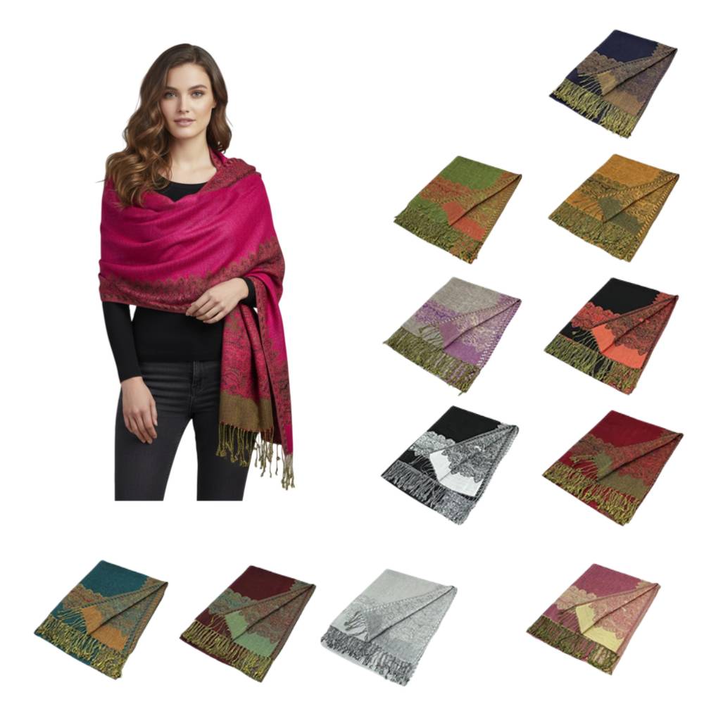 Border Pashmina Scarf Shawl 003