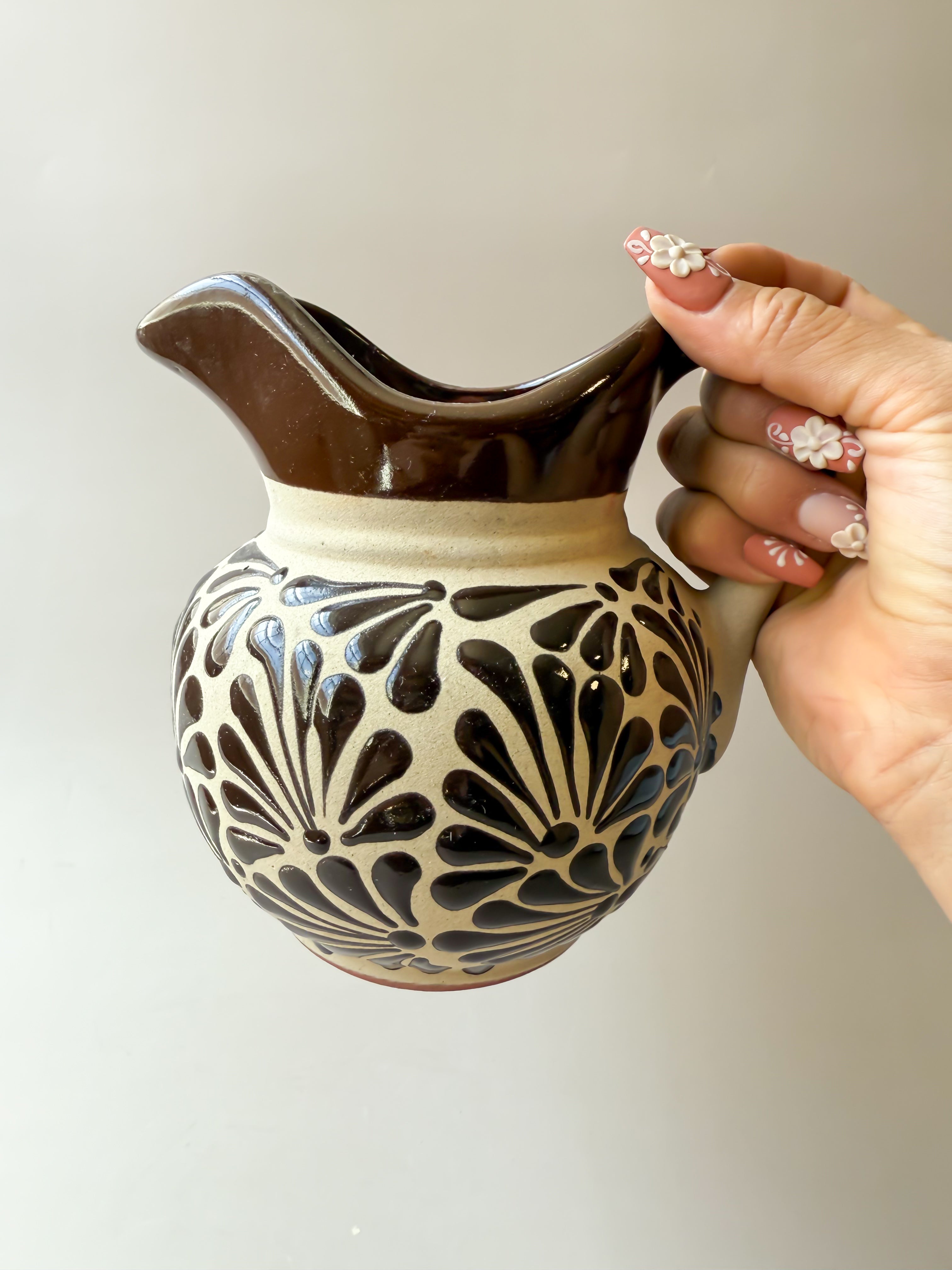 Talavera Style Clay Pitcher - Engobe Jarra Barro by TheMexHub