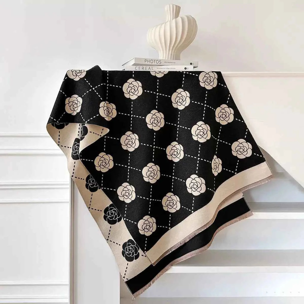 Floral Raw Hem Womens Scarf