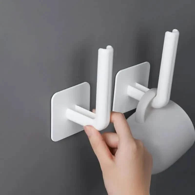 4-Pack: Adhesive Toilet Paper Holder, Wall Mount, White & Black by DailySale