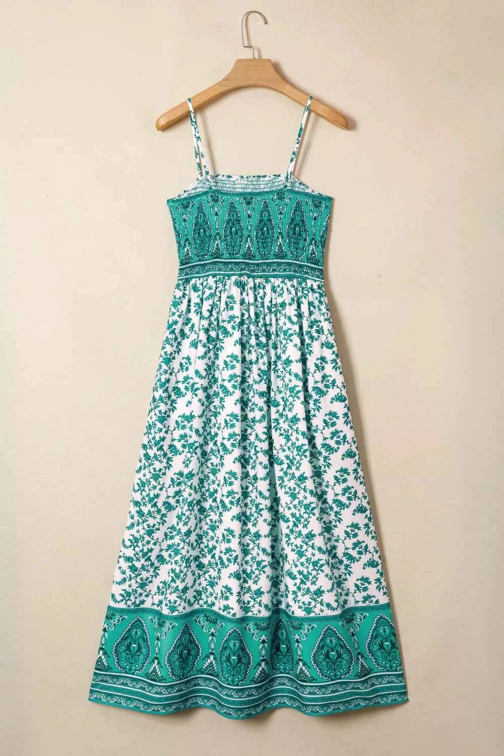 Floral Print Shirred Cami Maxi Dress