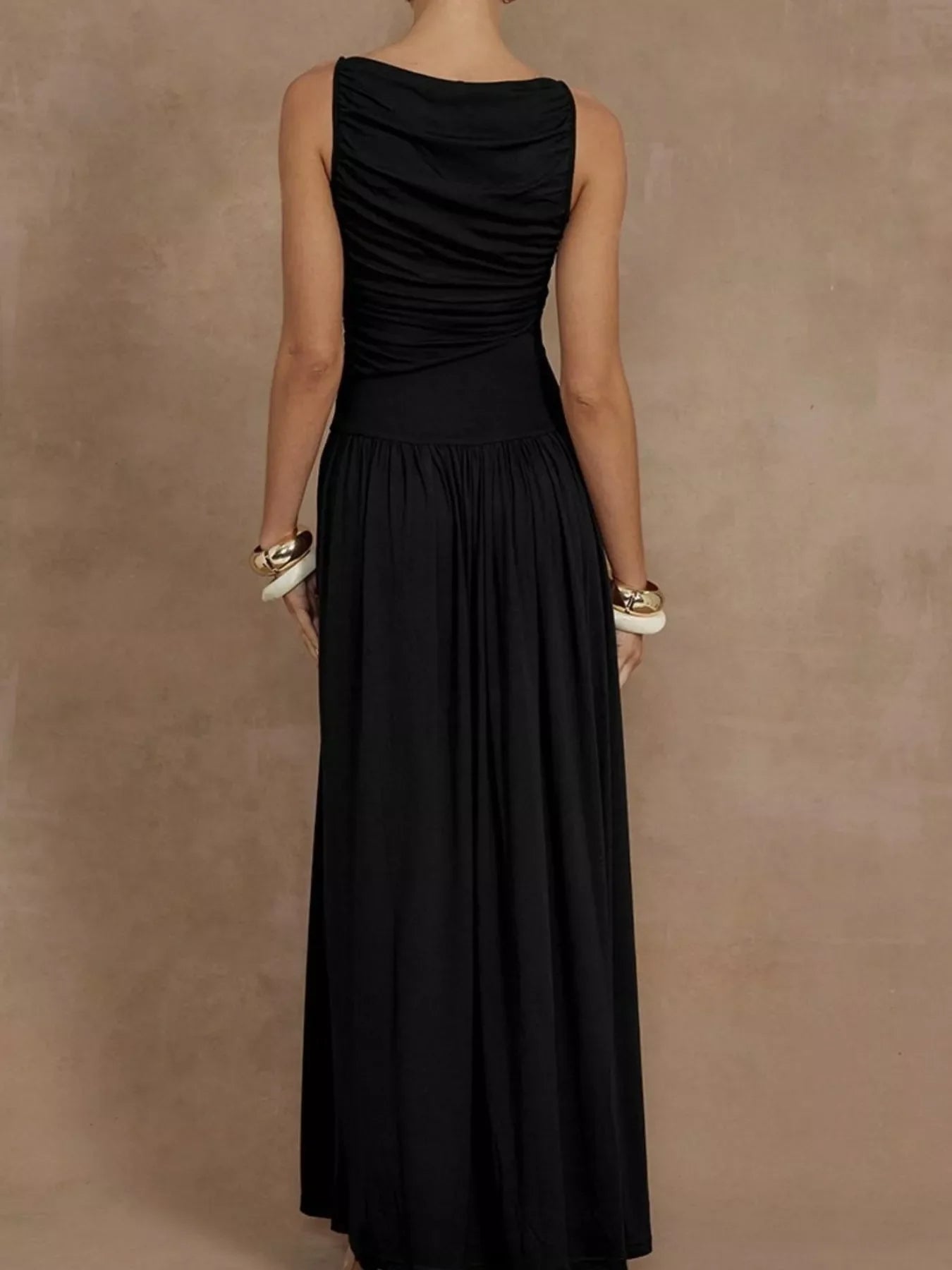 Ruched Sleeveless Maxi Dress by Shopiebay