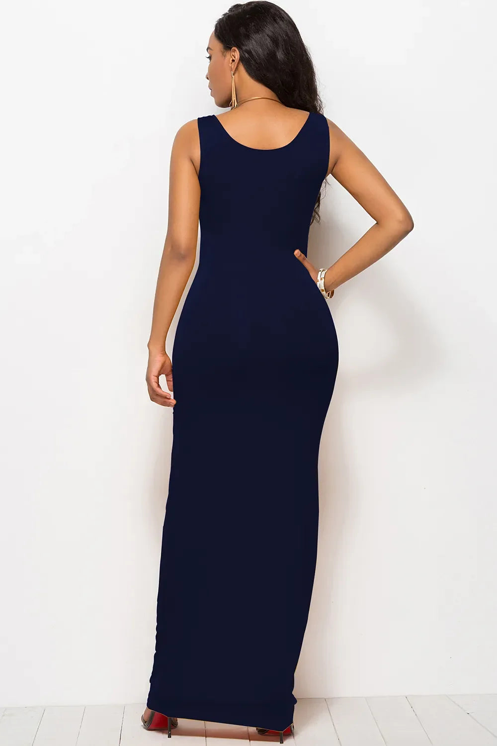 Scoop Neck Wide Strap Maxi Dress by Shopiebay