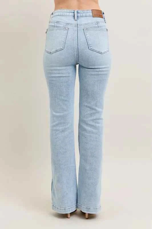 Judy Blue Full Size Tummy Control Vintage Wash Side Slit Slim Boot Jeans Plus Size