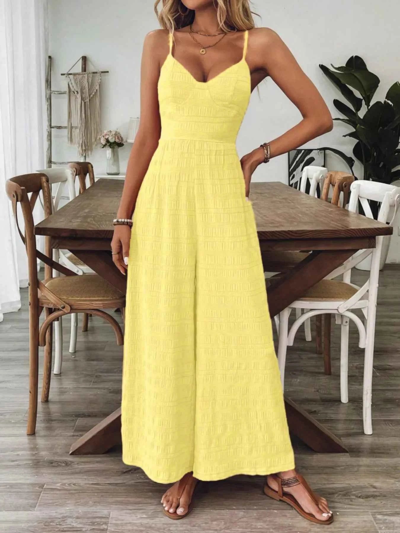 Bow Back Sleeveless Wide Leg Jumpsuit