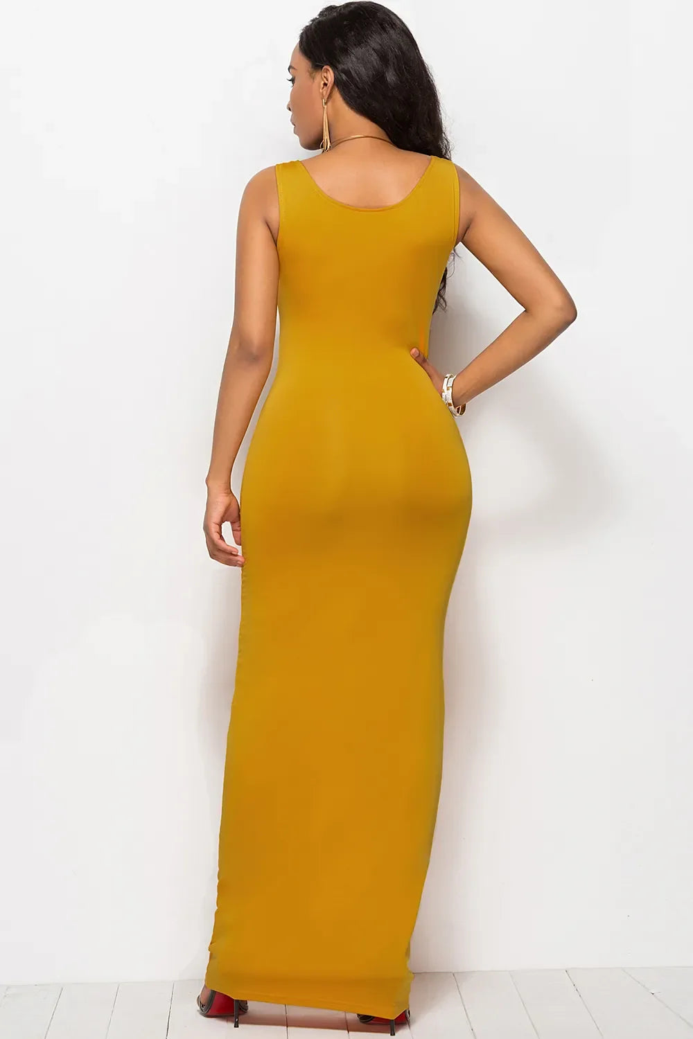 Scoop Neck Wide Strap Maxi Dress by Shopiebay