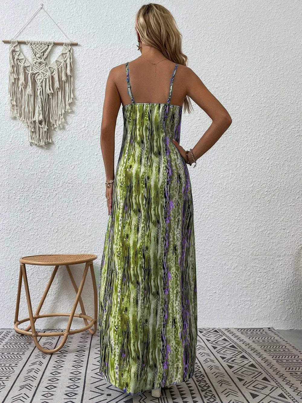 Printed Scoop Neck Maxi Cami Dress by Shopiebay