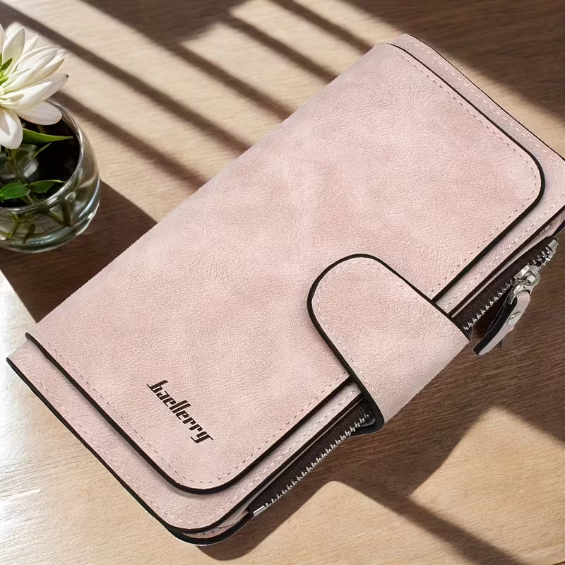 Vintage Faux Leather Long Wallet – Trifold Credit Card Holder with Snap & Zipper by DailySale