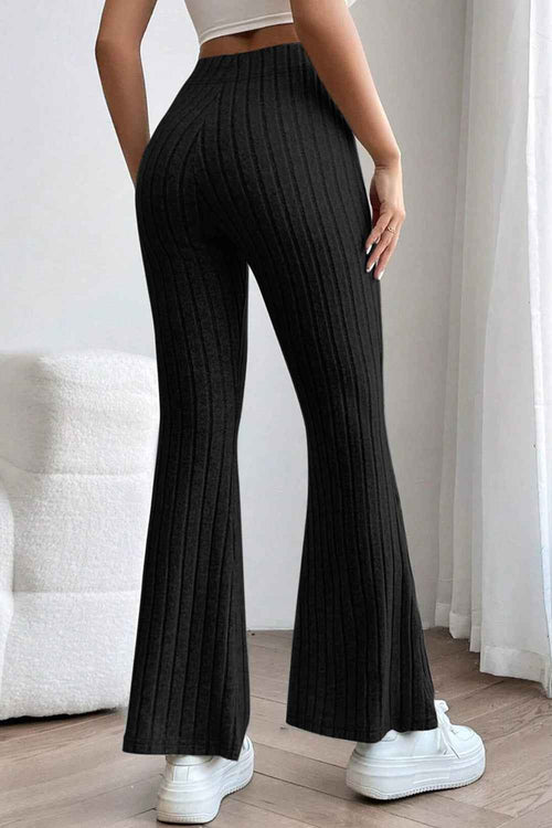 Basic Bae Full Size Ribbed High Waist Flare Pants by Wild and Free Boutique