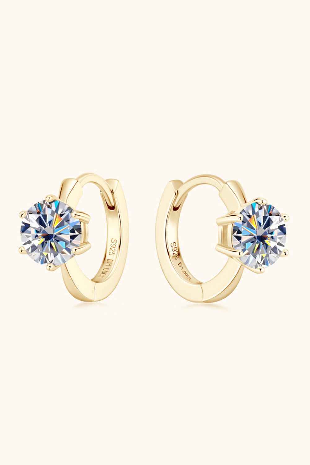 2 Carat Moissanite 925 Sterling Silver Huggie Earrings