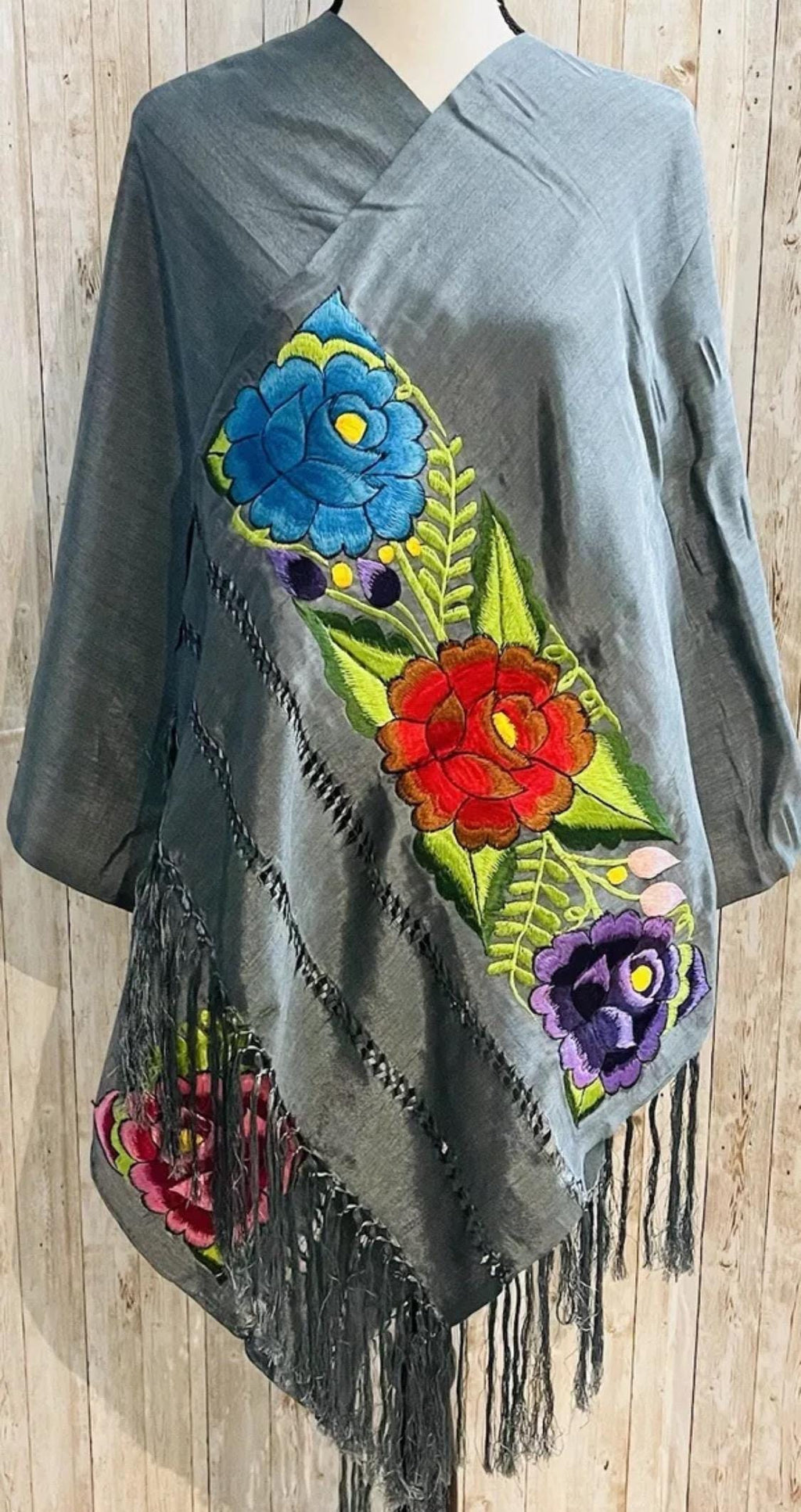 Embroidered Silk Handmade Mexican Shawls Rebosos Bordados en Ceda by Chica Mexico