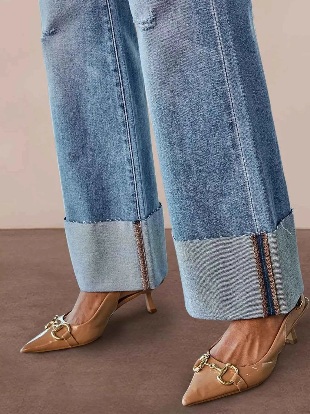Distressed High Waisted Flare Jeans