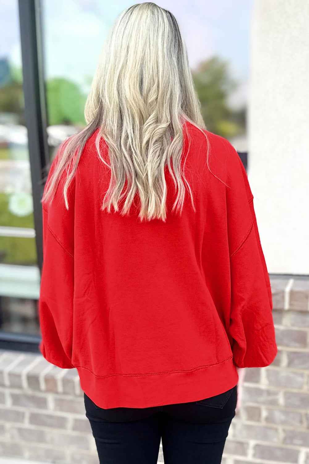 Fiery Red How Bout Them Dawgs Glitter Graphic Sweatshirt