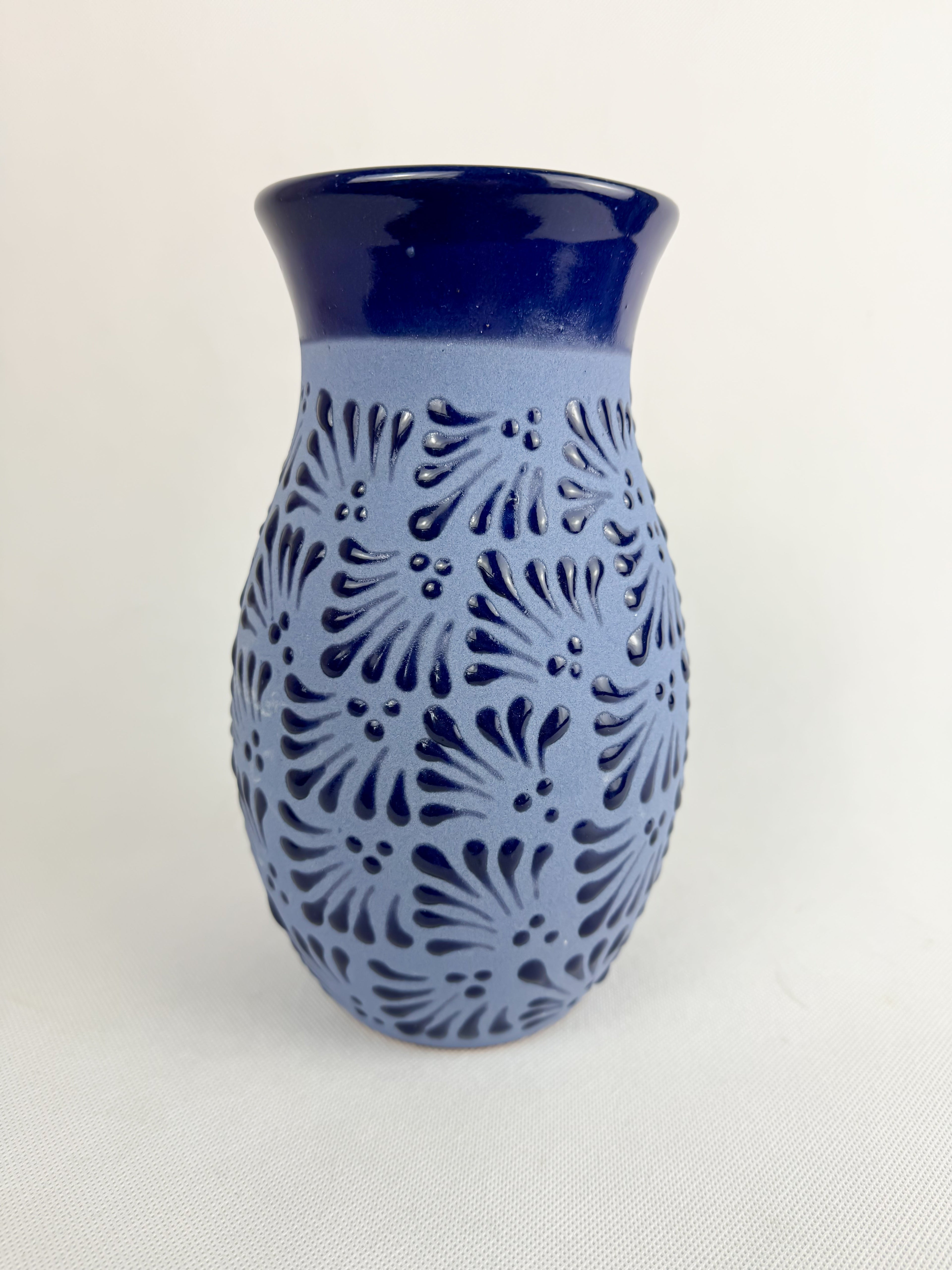 Talavera Style Flower Vase 9 Inch - Engobe Florero by TheMexHub