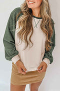 Camel Waffle Color Block Raglan Sleeve Top by Wild and Free Boutique