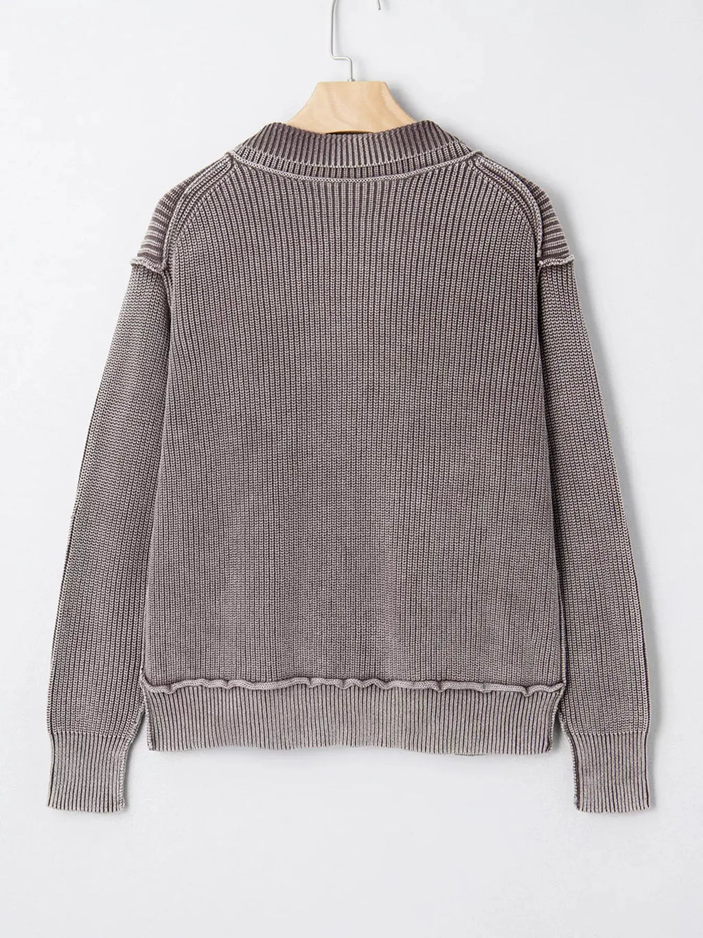 Mineral Wash Exposed Seam Patchwork Open Knit Cardigan