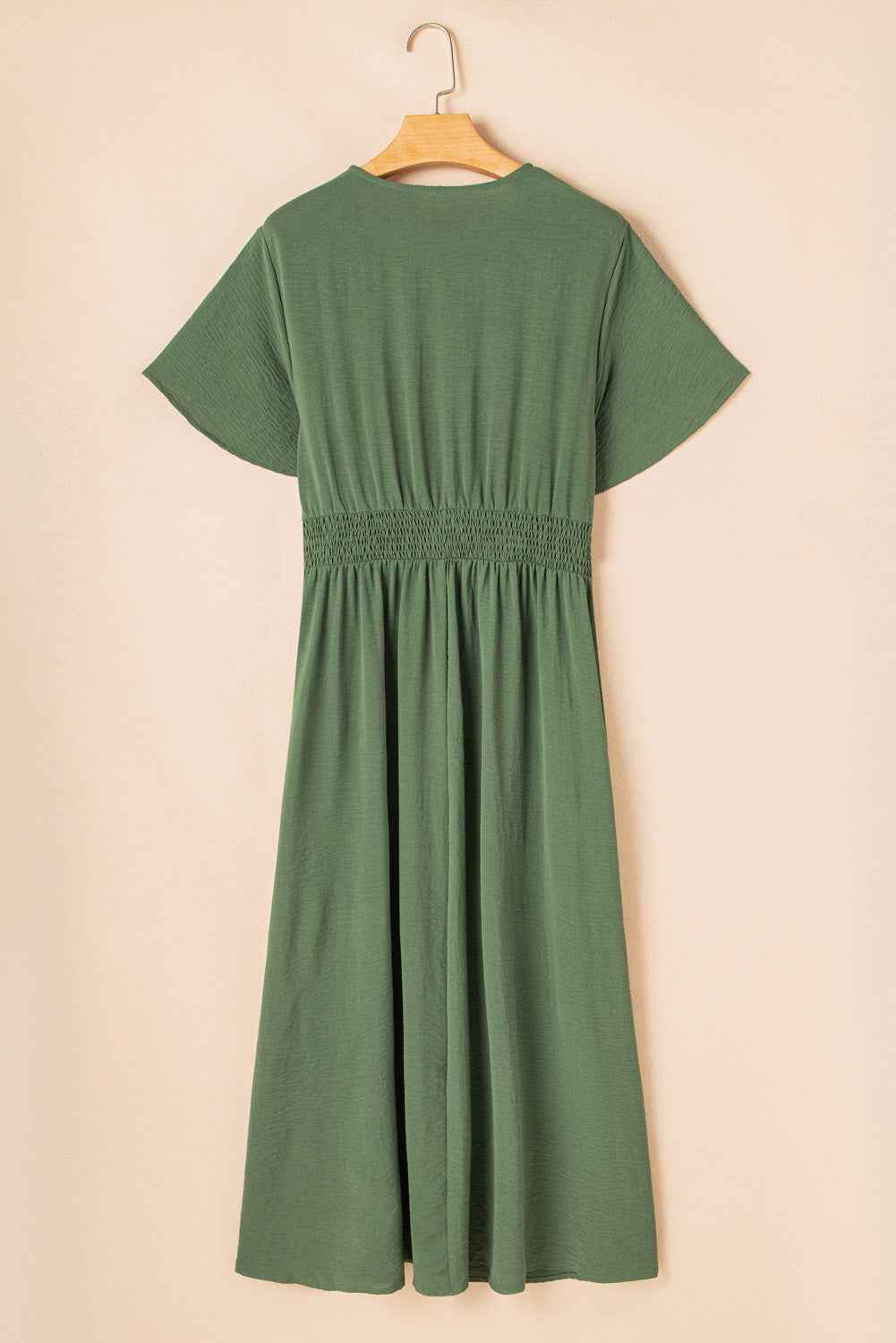 Four Leaf Clover Surplice Neckline Shirred High Waist Plus Size Maxi Dress