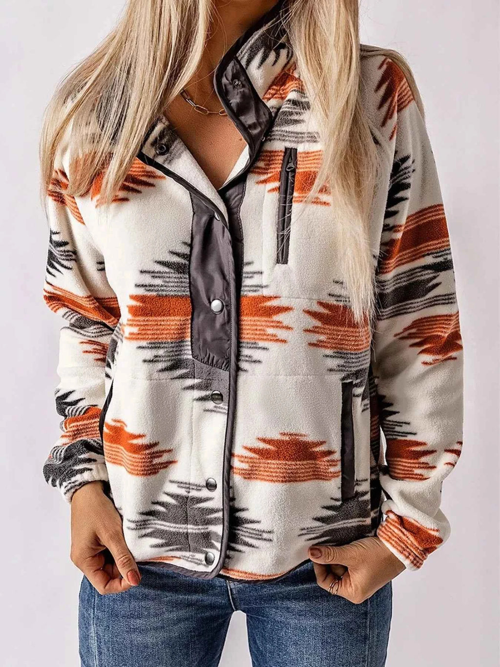 Geometric Snap Down Jacket