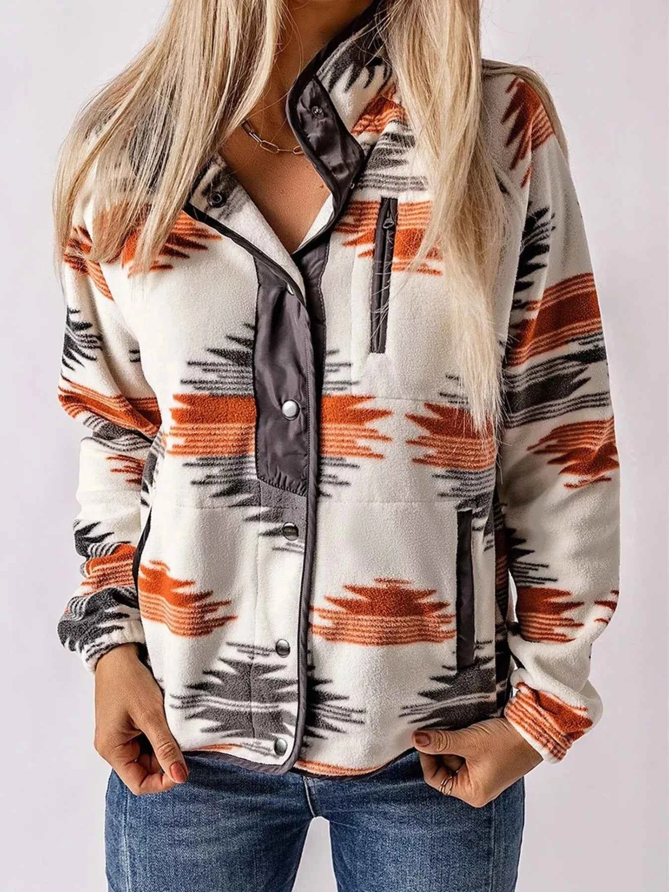 Geometric Snap Down Jacket