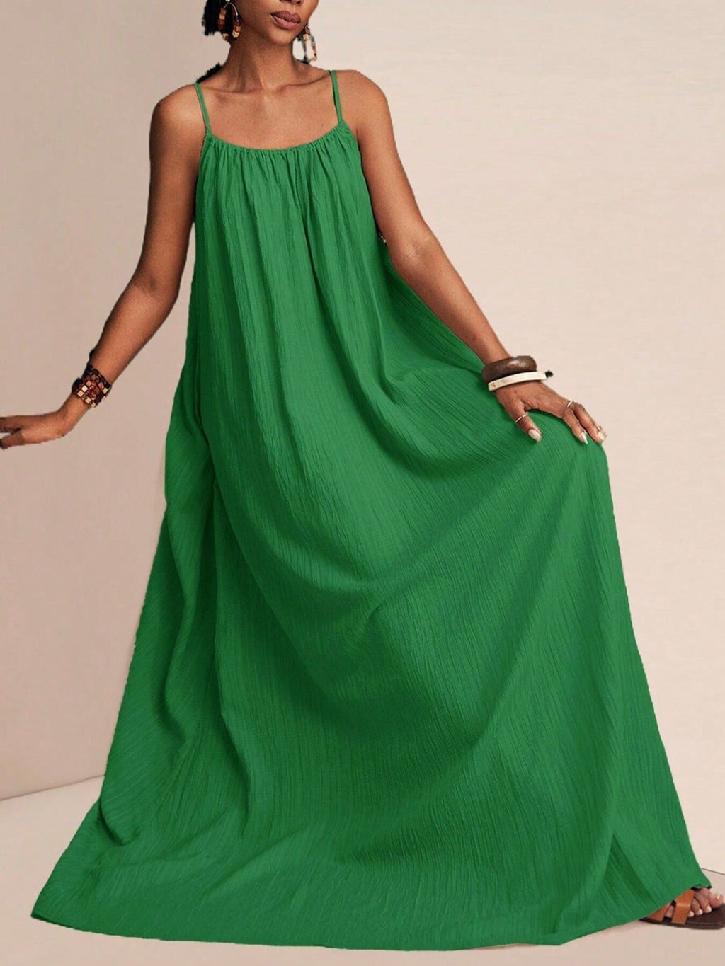 Spaghetti Strap Flowy Maxi Dress by Shopiebay