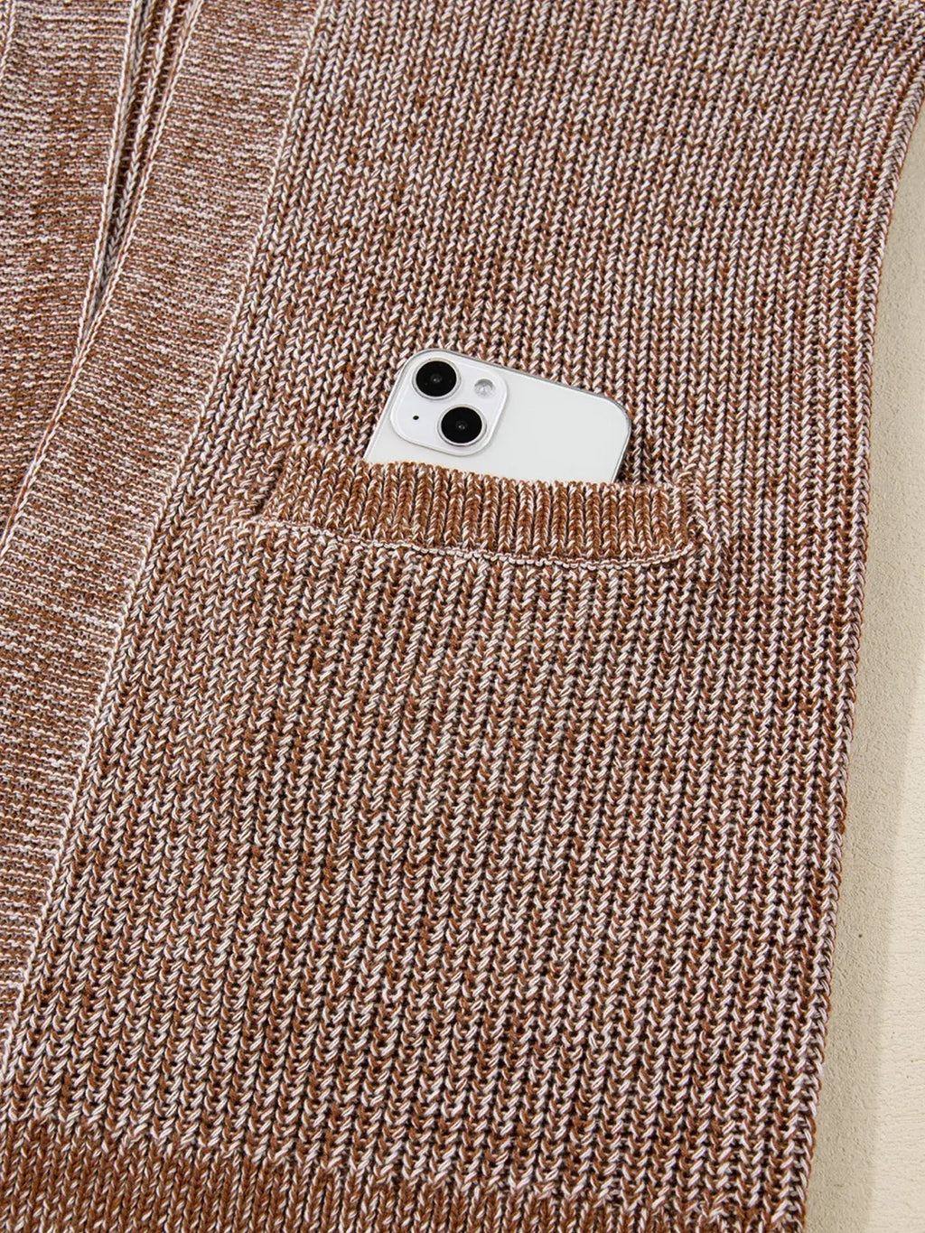 Open Front Dropped Shoulder Cardigan with Pockets