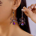 Crystal Spider Halloween Dangle Earrings