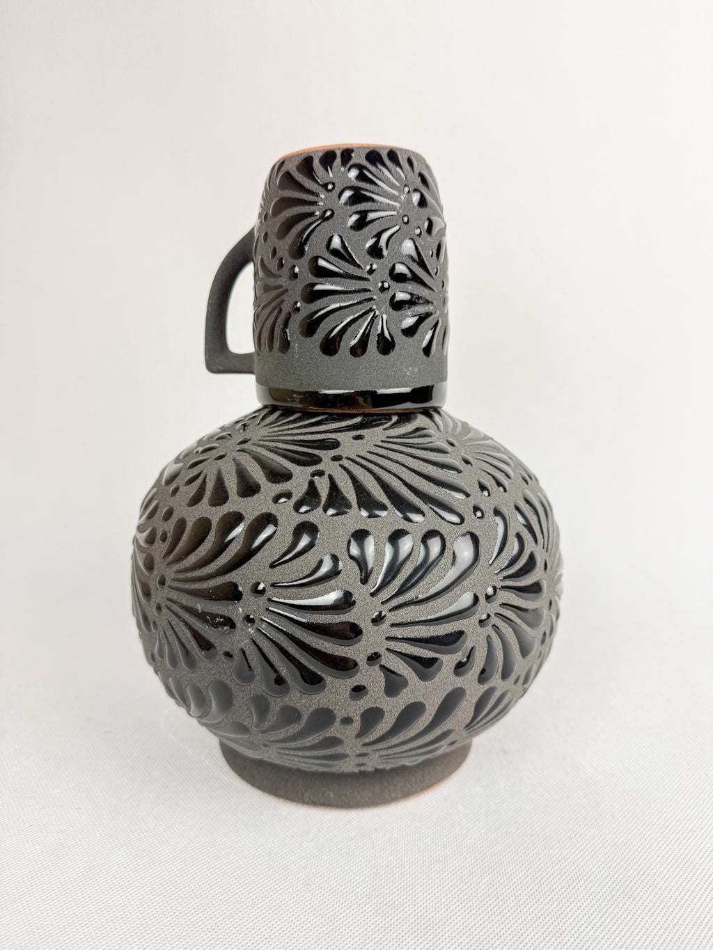 Mexican Black Talavera Style Water Bottle - Botellon Engobe Negro by TheMexHub