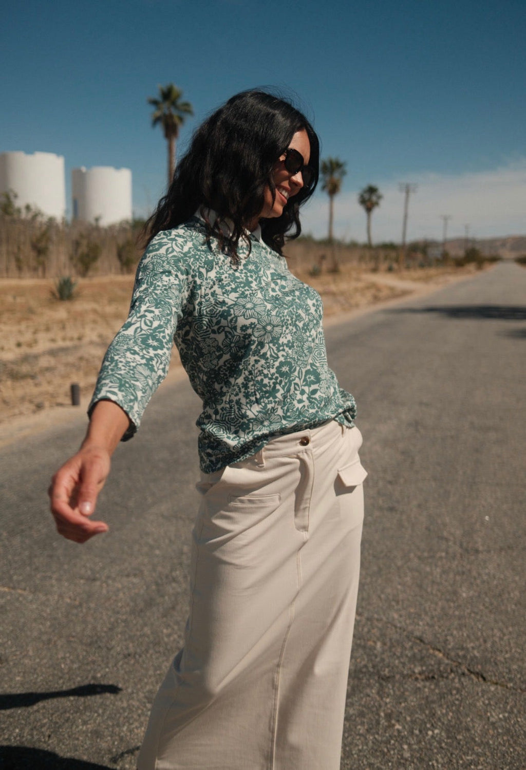 STRETCH DENIM SKIRT - TAN by profile-nyc