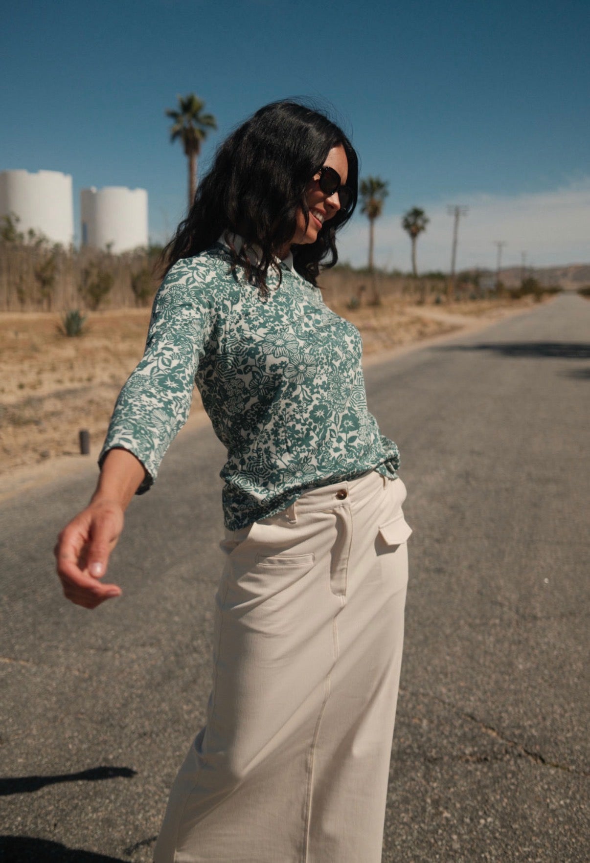 STRETCH DENIM SKIRT - TAN by profile-nyc