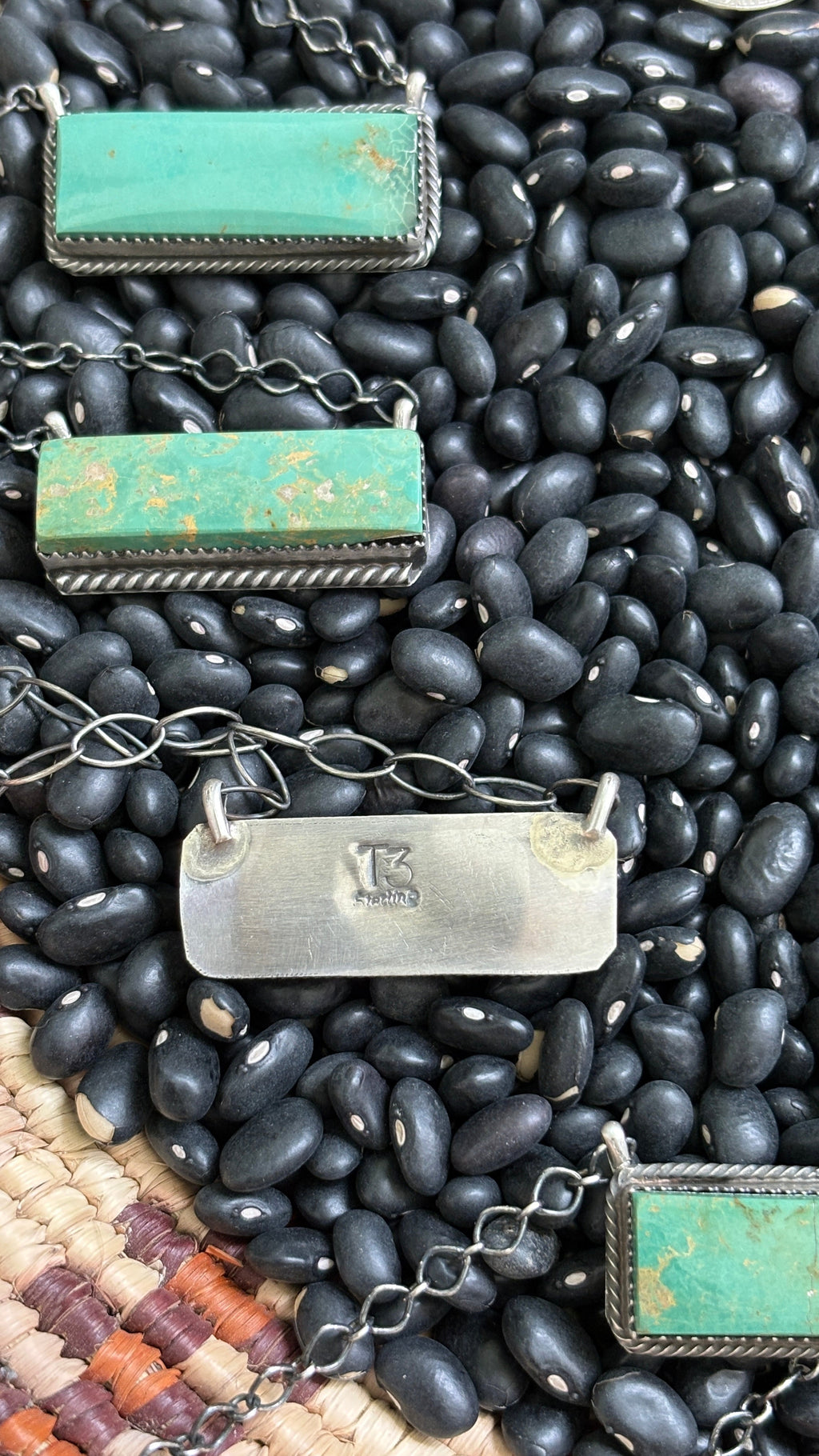 GREEN KINGMAN TURQUOISE BAR NECKLACE BY TIA LONG - LARGE by The Sterling Spur