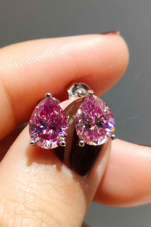 2 Carat Teardrop Moissanite Platinum-Plated Stud Earrings by Wild and Free Boutique