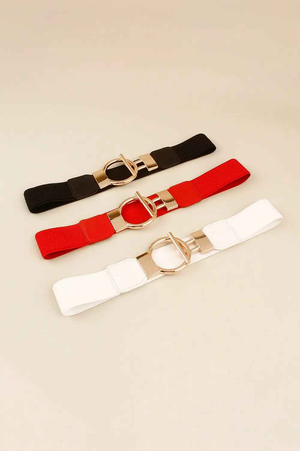 Zinc Alloy Circle Shaped Buckle PU Leather Belt