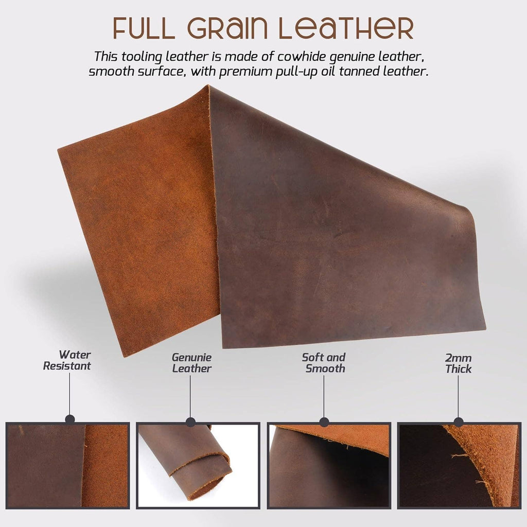 Full Grain Cowhide Leather 2mm Tooling Sheets - Craft & DIY by Hadzam