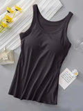 Round Neck Tank Top with Built In Bra