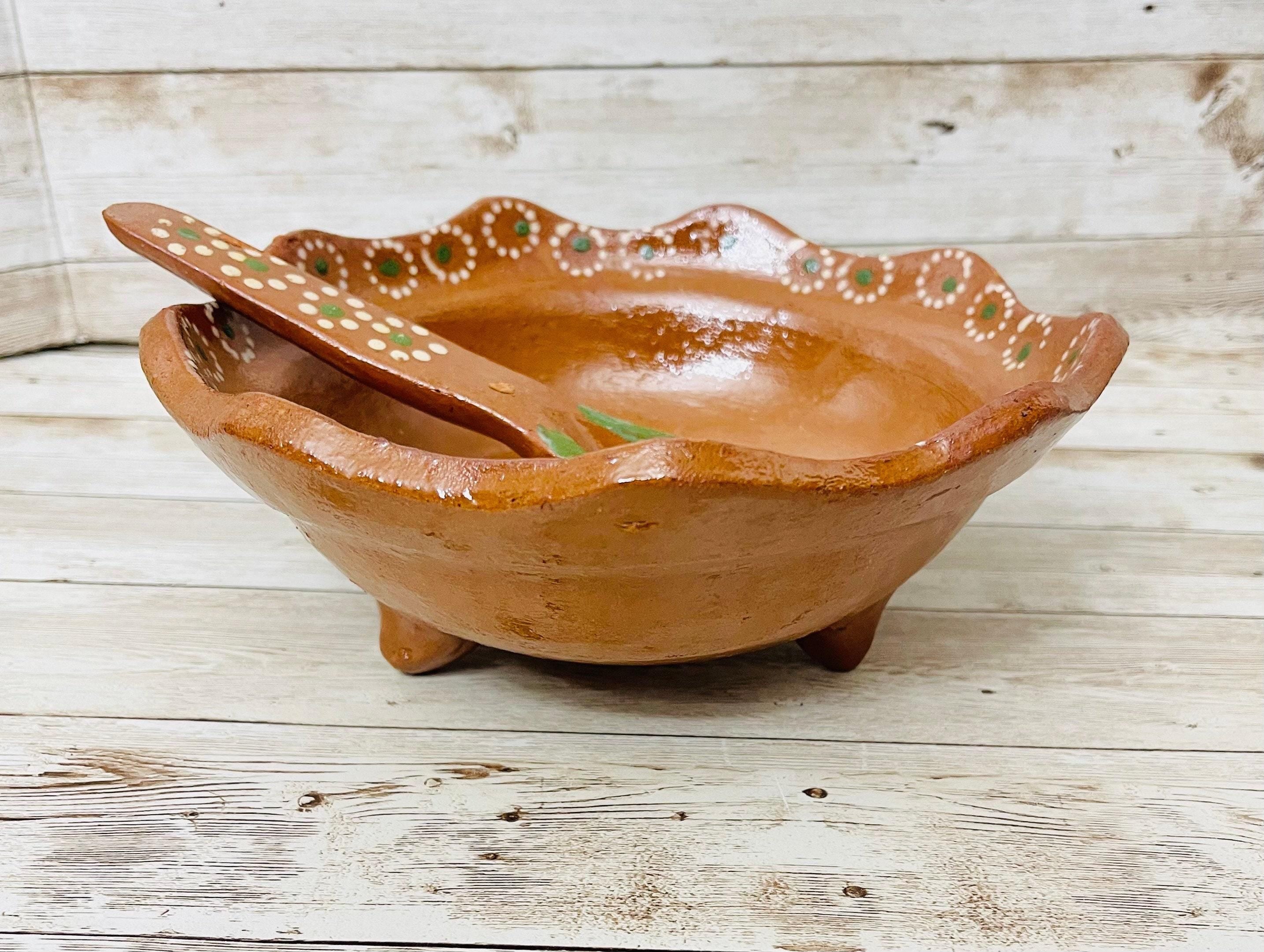 Authentic Mexican Molcajete with Spoon Molcajete Mexicano de Barro con Cuchara by Chica Mexico