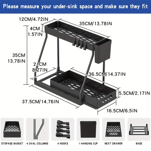 2-Piece Under Sink Organizer with Sliding Shelves – Multi-Purpose Storage Rack by DailySale