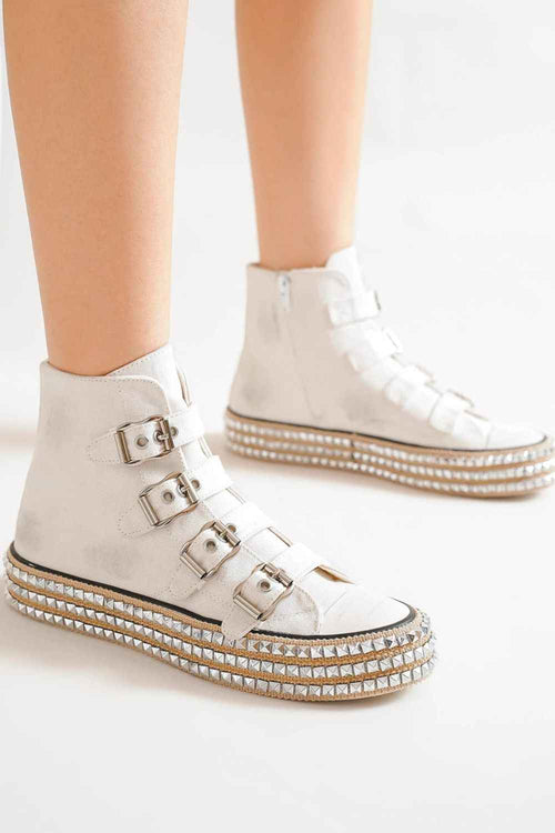 Beast Fashion Multi-Buckle Straps Studded Platform Sneakers by Wild and Free Boutique