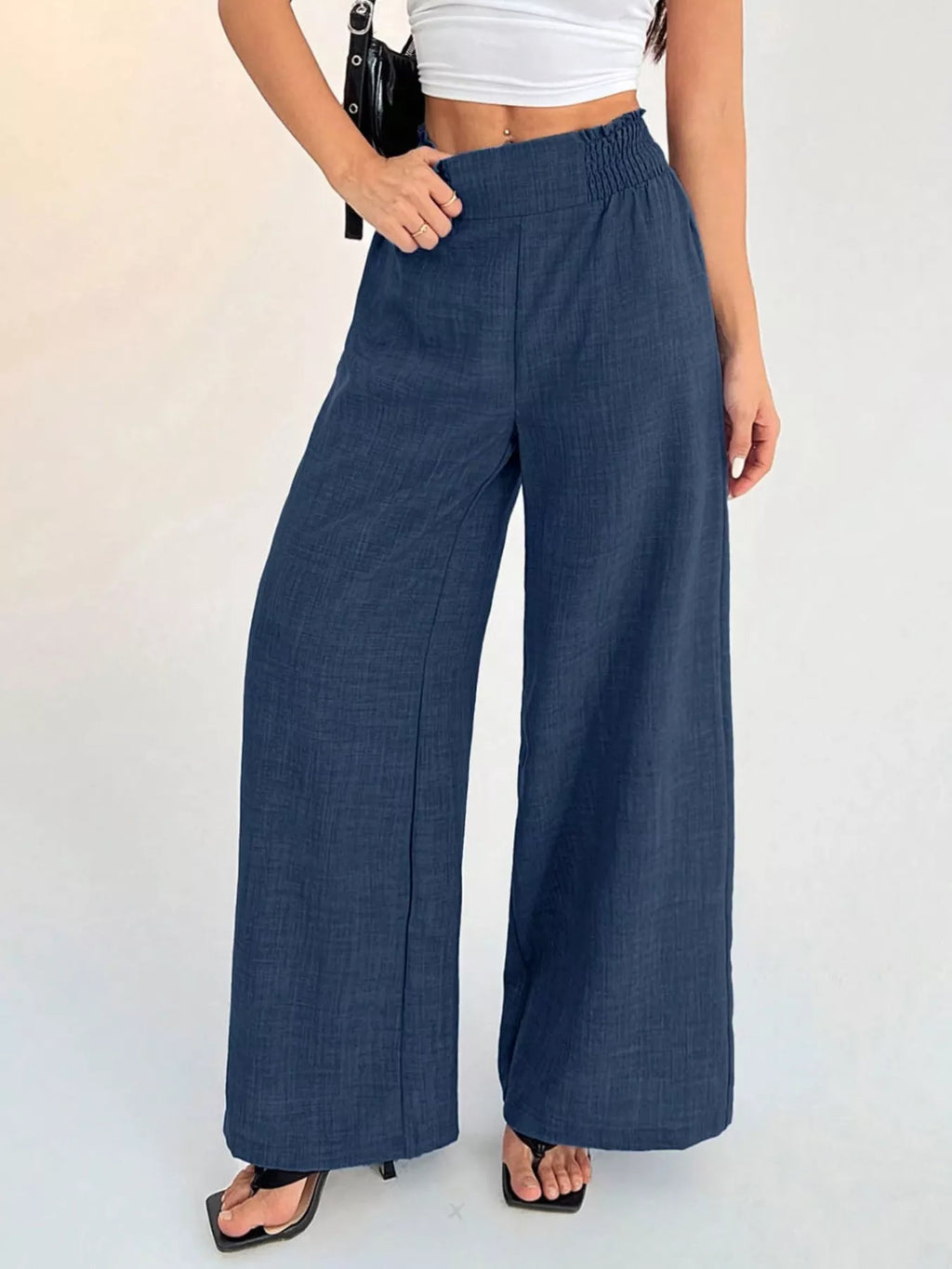 Elastic Waist Wide Leg Pants by Simply Love