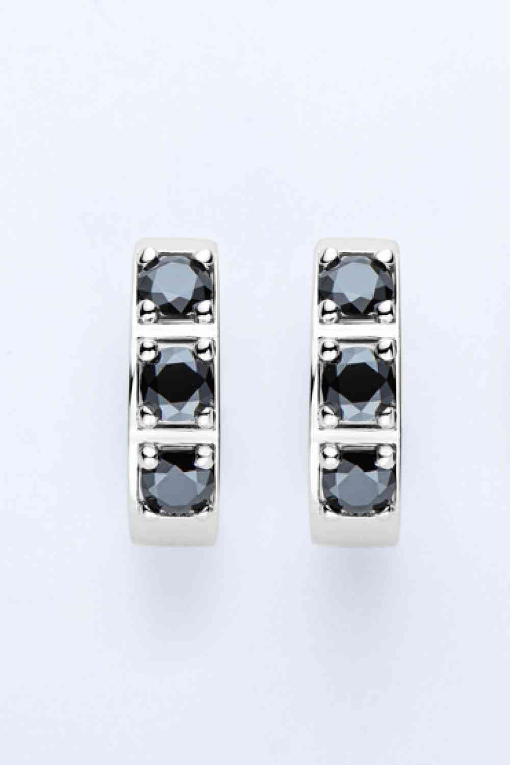 Elegant Jewel Inlaid Moissanite Huggie Earrings – Minimalist Design in Sterling Silver See size chart under “more details”
