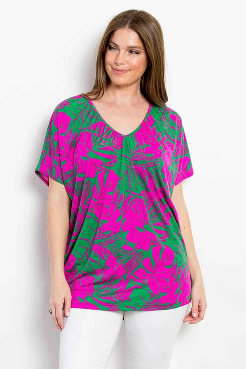 Be Stage Contrast Printed Short Sleeve Top by Wild and Free Boutique