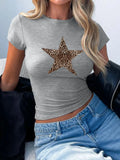 Devine Star Round Neck Short Sleeve T Shirt