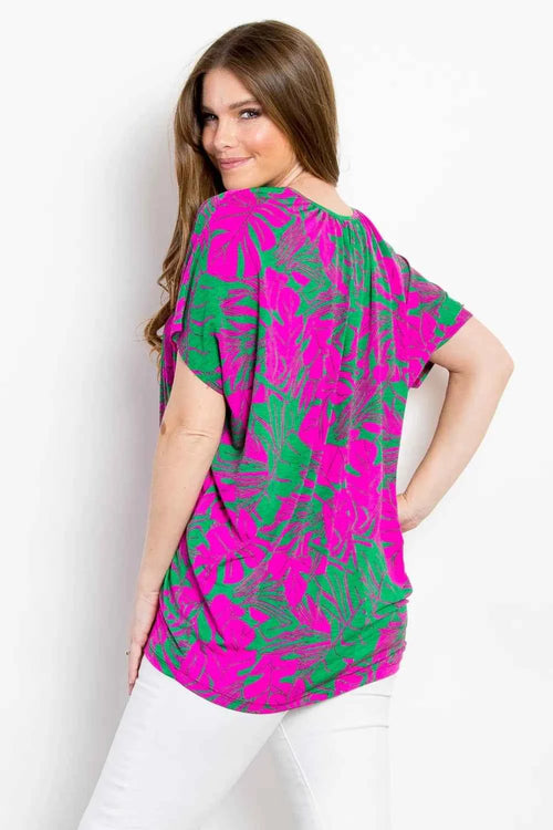 Be Stage Contrast Printed Short Sleeve Top by Wild and Free Boutique