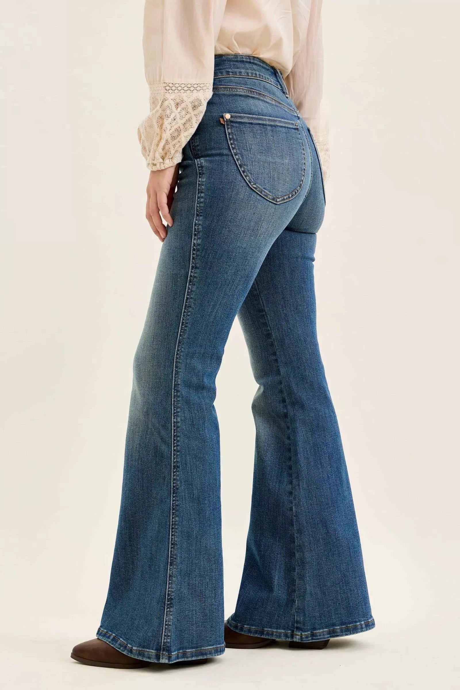 Judy Blue High Waist Double Button Tummy Control Flare Jeans