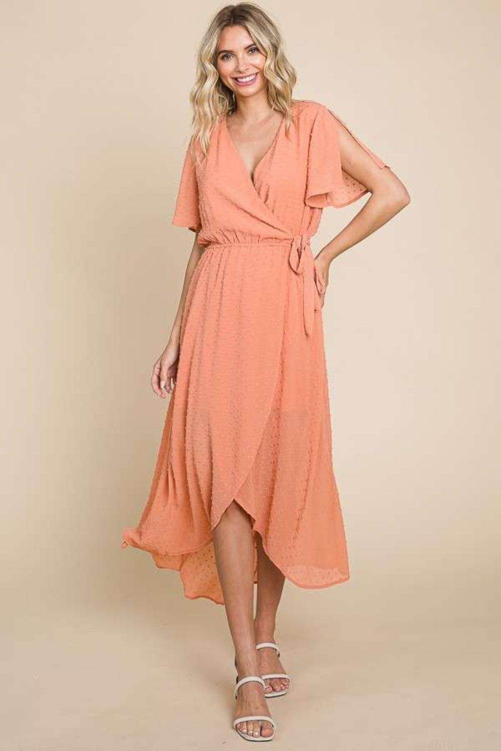 Culture Code Full Size Swiss Dot Tied Slit Dress by Selvanelle