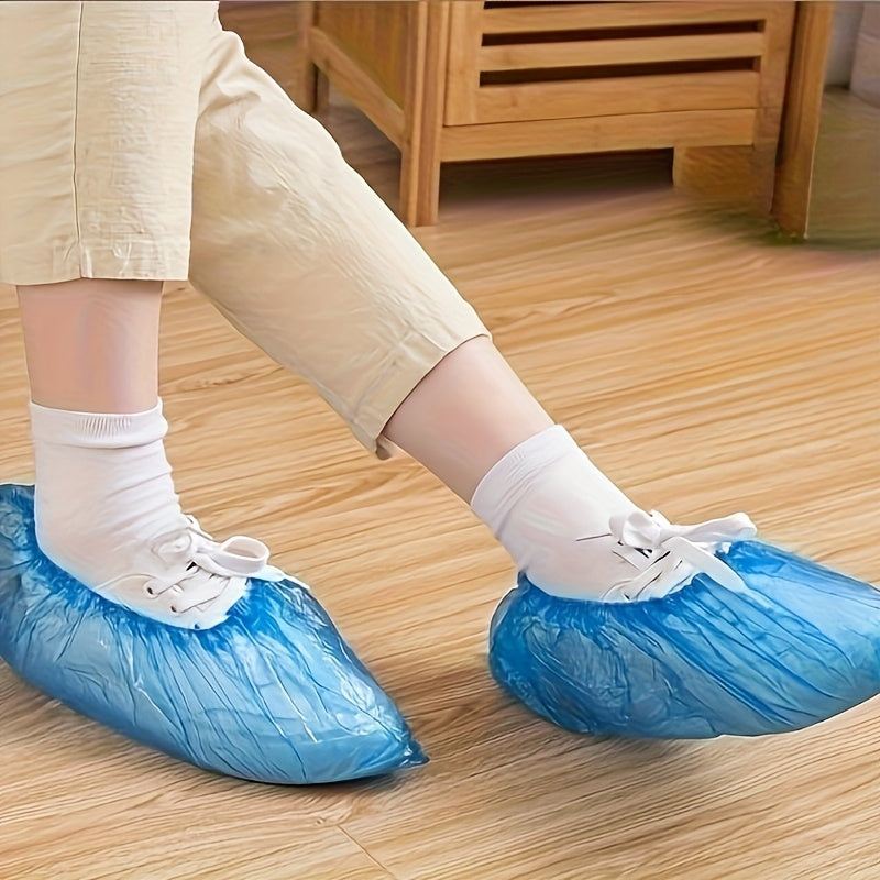 100-Pack: Disposable Plastic Shoe Covers – Waterproof & Slip-Resistant by DailySale