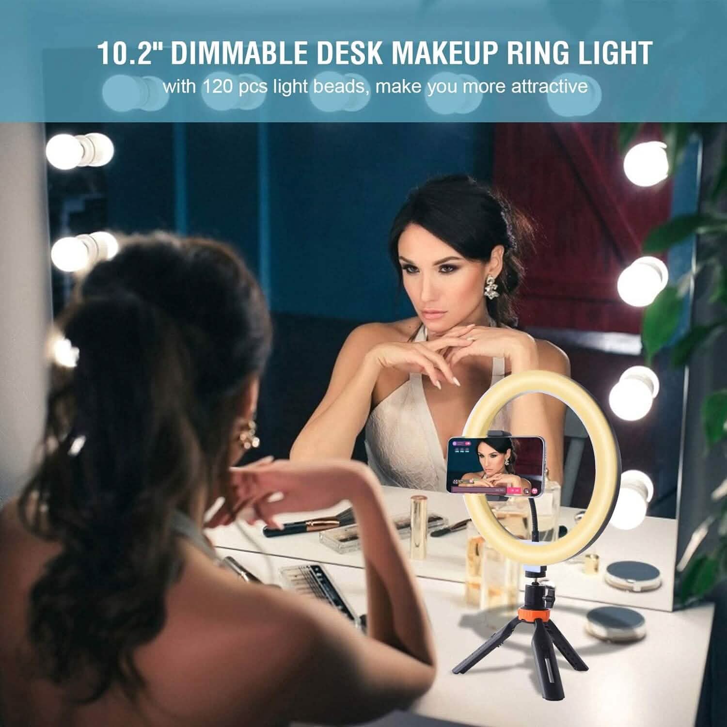 10" LED Ring Light, Selfie Ring Light with Stand and Phone Holder, 11 Brightness Levels (Refurbished) by DailySale