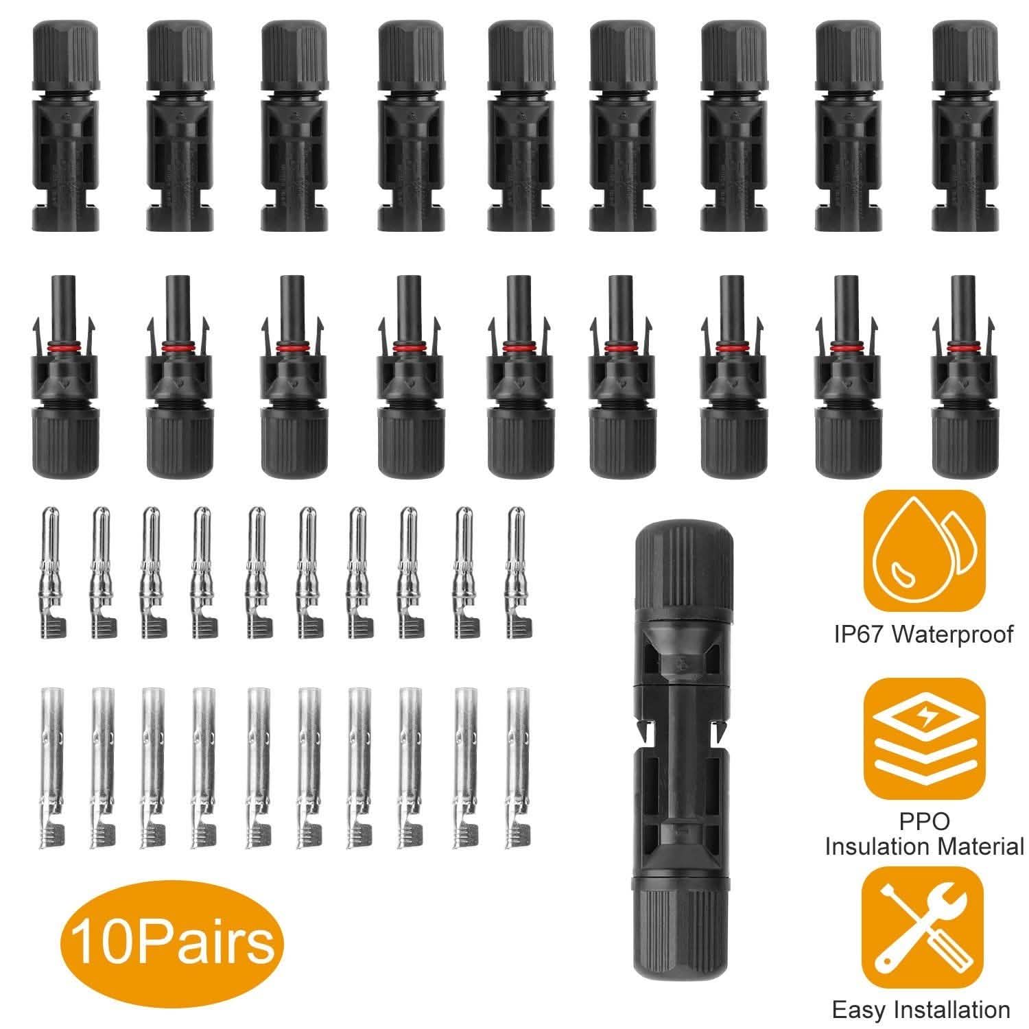 10-Pairs: Solar Panel Connectors by DailySale