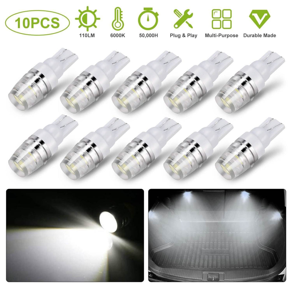 10-Piece: Xenon White Wedge Base LED Bulbs by DailySale