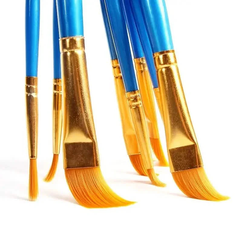 10-Pieces: Artist Paintbrush Nylon Round Pointed Flat Head Set by DailySale